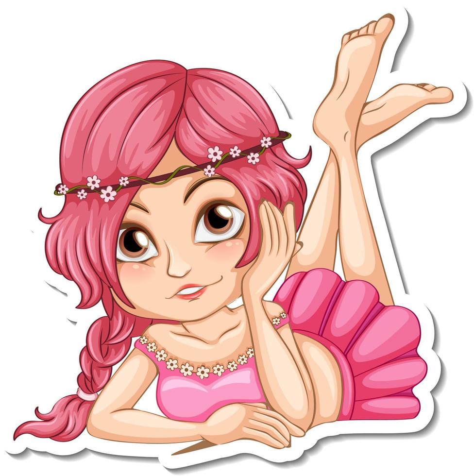 mooie fee meisje stripfiguur sticker vector