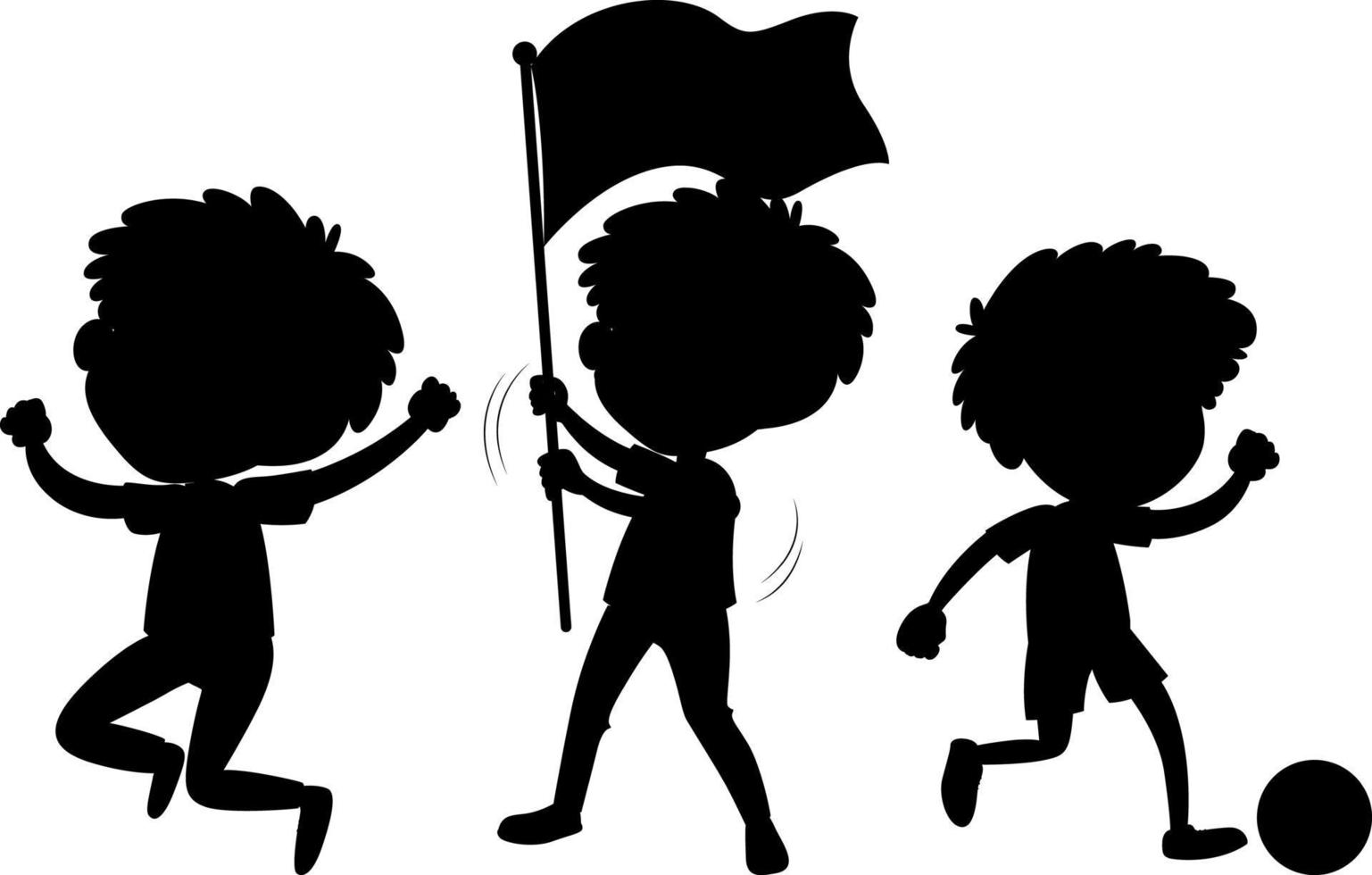 stripfiguur van kinderen silhouet op witte achtergrond vector