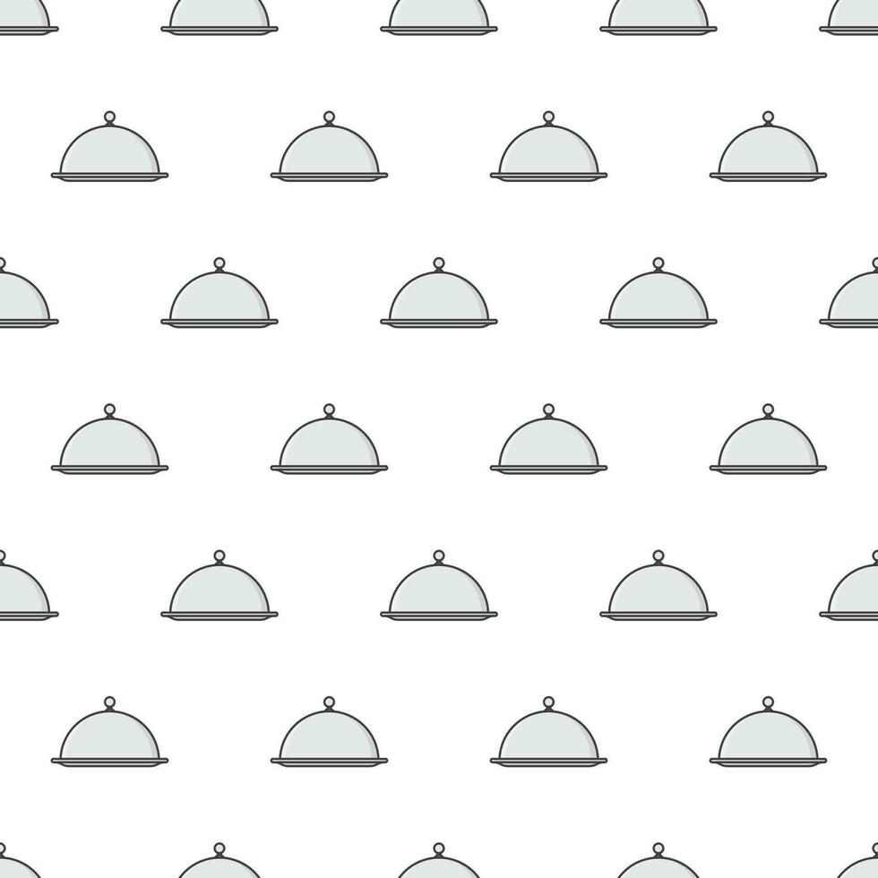restaurant cloche naadloos patroon Aan een wit achtergrond. zilver cloche thema vector illustratie