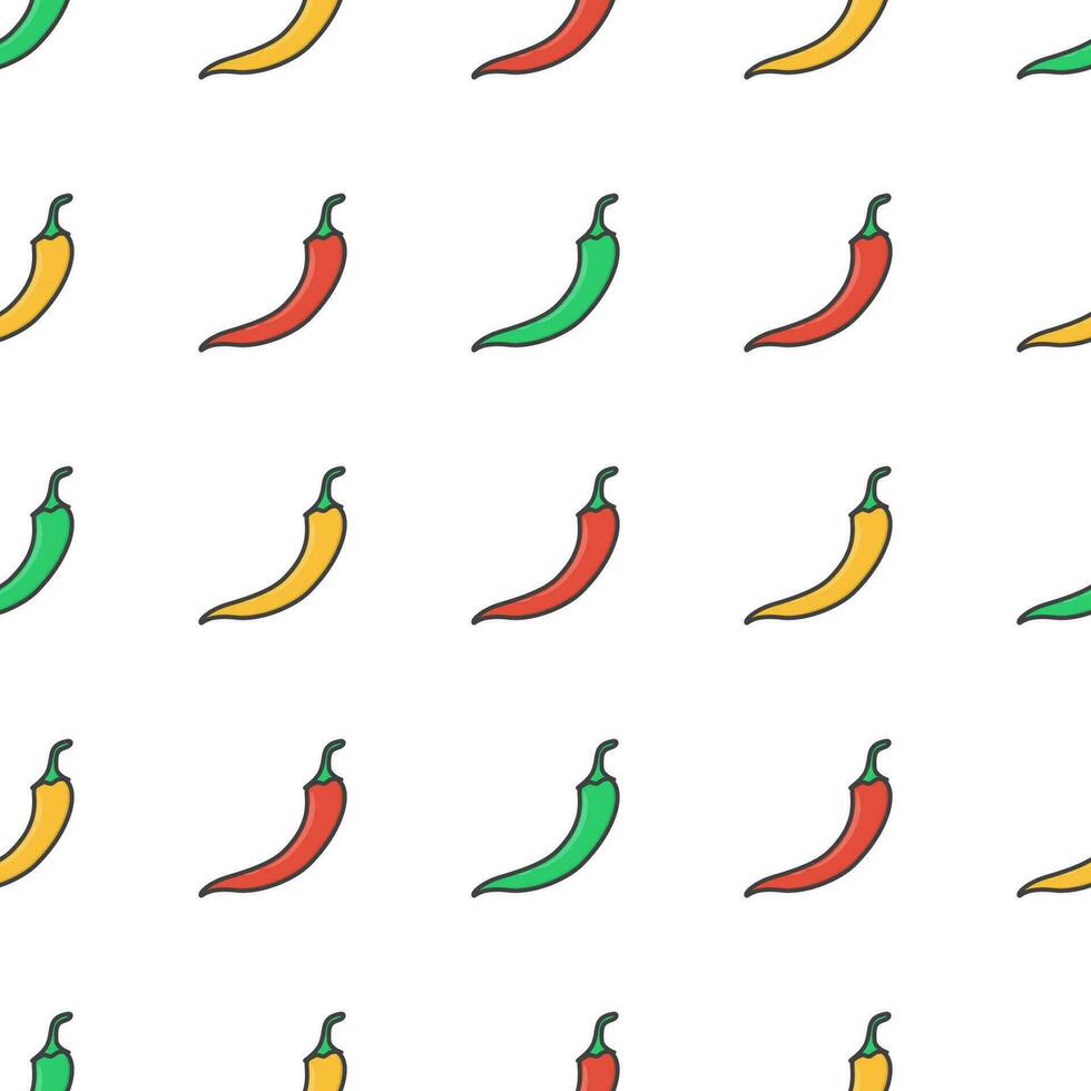 Chili peper naadloos patroon Aan een wit achtergrond. vers Chili peper vector illustratie