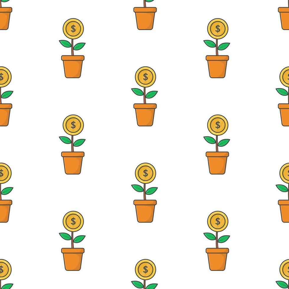 geld boom naadloos patroon Aan een wit achtergrond. bedrijf thema vector illustratie