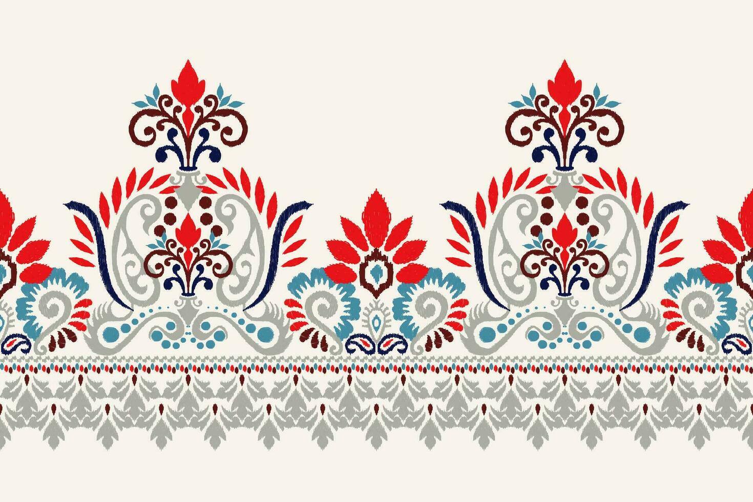 ikat bloemen paisley borduurwerk Aan wit achtergrond.ikat etnisch oosters patroon traditioneel.azteken stijl abstract vector illustratie.ontwerp voor textuur,stof,kleding,inpakking,decoratie,sjaal,sjaal.