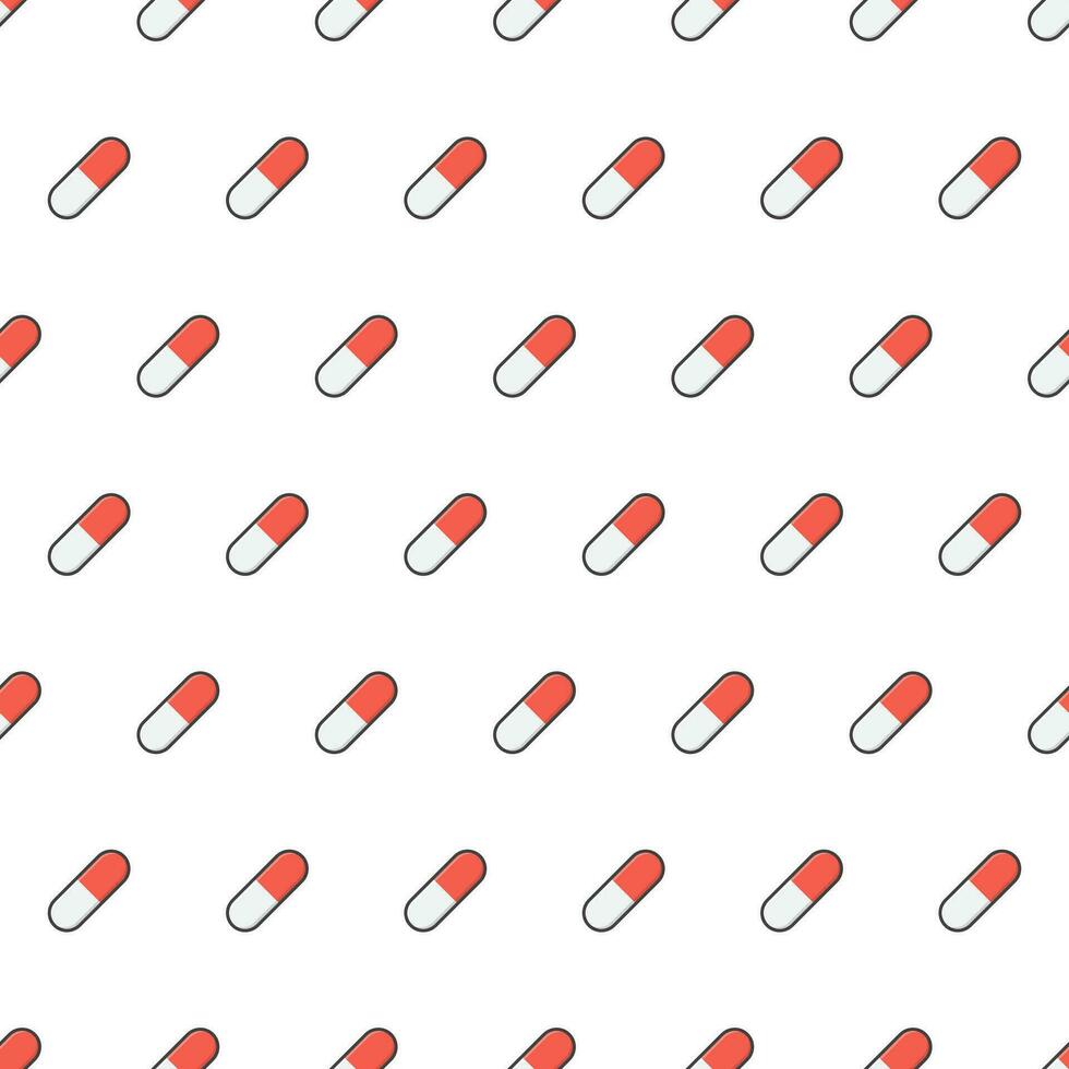 medisch capsule pillen naadloos patroon Aan een wit achtergrond. antibiotica medisch farmaceutisch thema vector illustratie