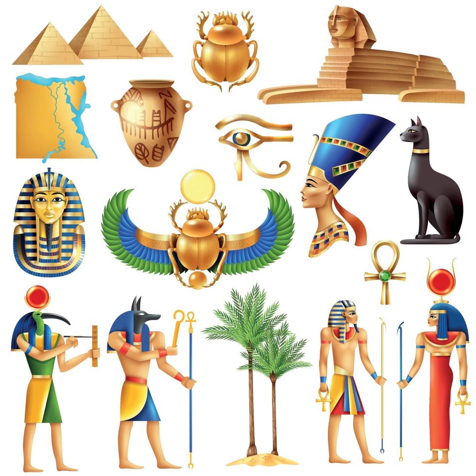 egypte symbolen instellen vectorillustratie vector