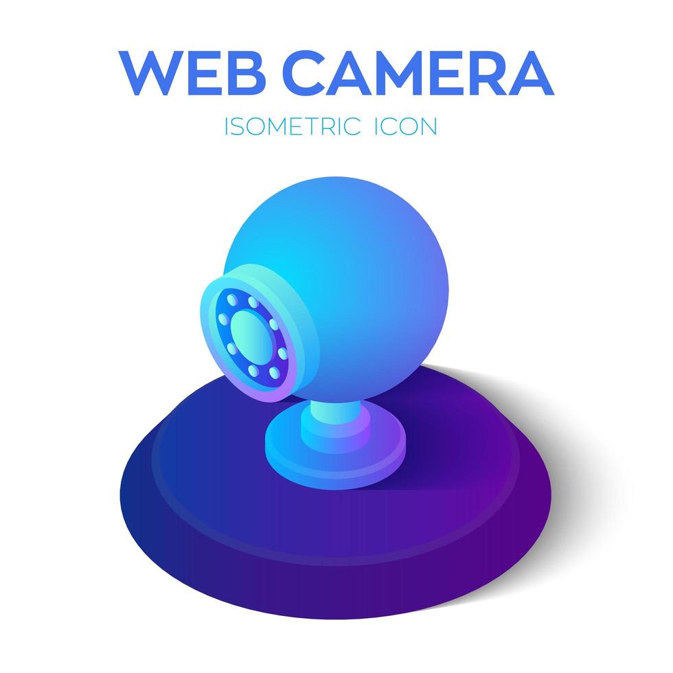 web Camera. webcam 3d isometrische pictogram. internetvideogesprek, webcamconferentie, online consultatie, e-learning, apparatuur voor afstandsonderwijs. vector