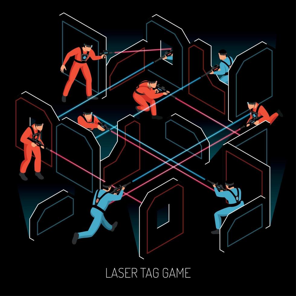 laser tag isometrische samenstelling vectorillustratie vector