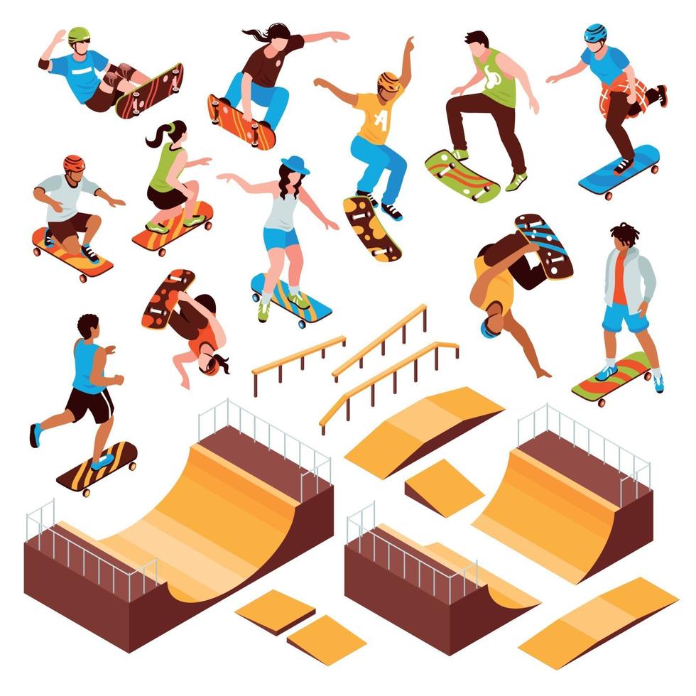 skateboarden park constructor set vectorillustratie vector