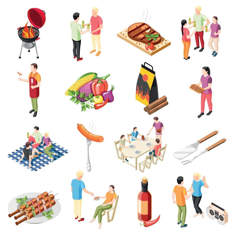 barbecue producten icon set vector illustratie