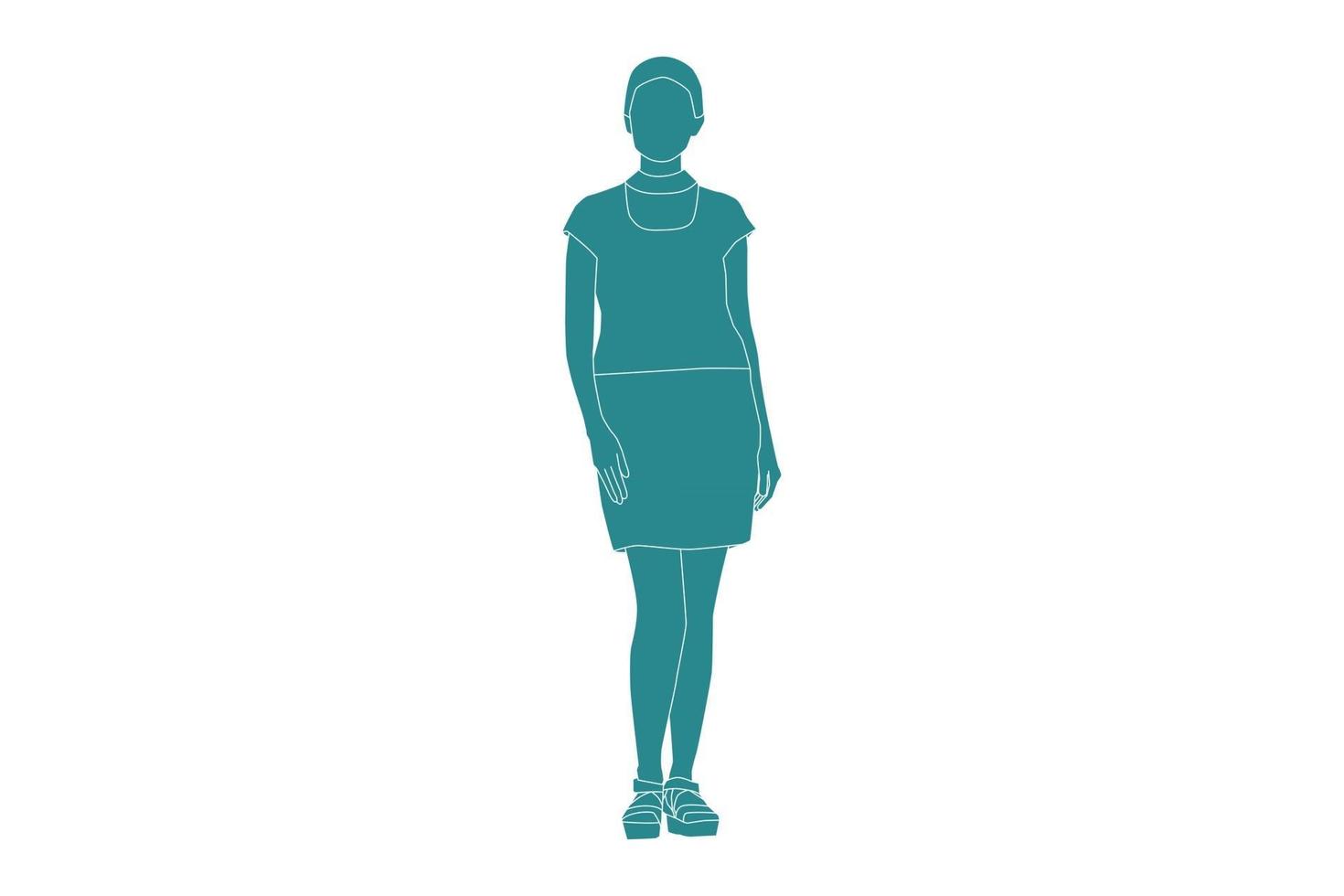 vectorillustratie van elegante vrouw poseren, vlakke stijl met outline vector