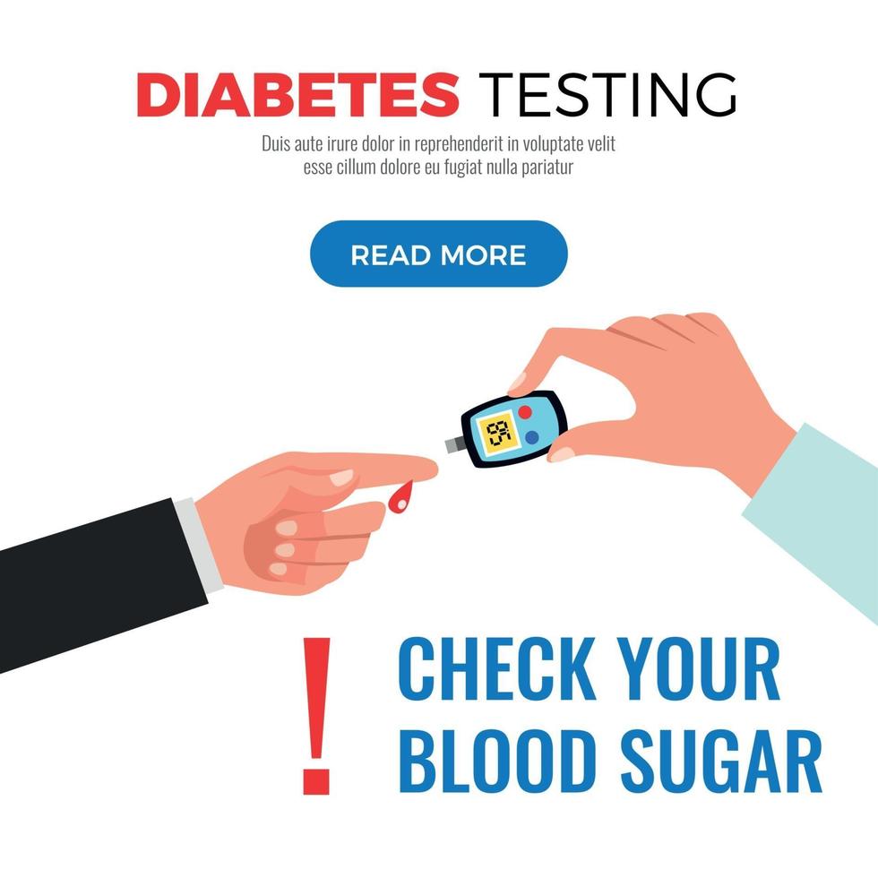 diabetes test platte ontwerp vectorillustratie vector