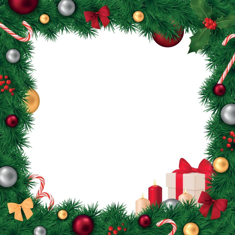 kerst frame realistische samenstelling vectorillustratie vector