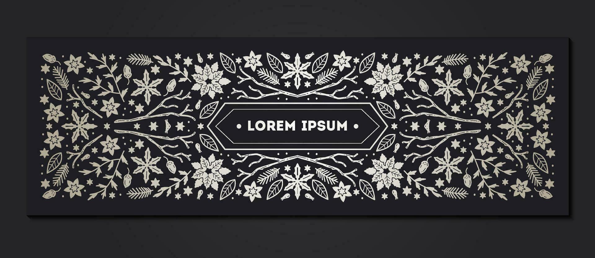 luxe Kerstmis kader, abstract schetsen winter ontwerp Sjablonen voor pakket vector