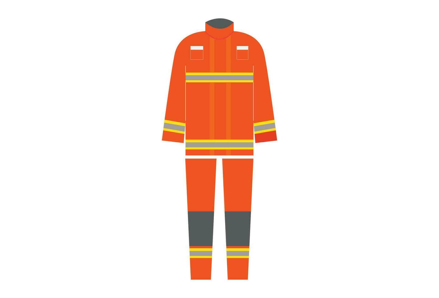 brandweerman uniform, typisch bestaat van een zware uitvoering jas en broek gemaakt van vuurbestendig materialen zo net zo nomex, met reflecterende striping voor zichtbaarheid. de uniform mei ook omvatten een helm vector