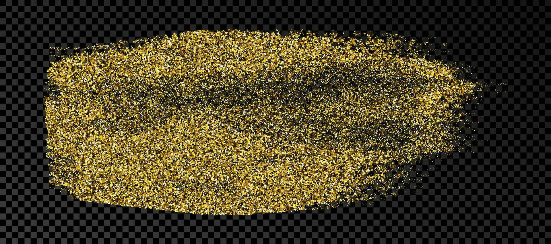hand- getrokken inkt plek in goud schitteren. goud inkt plek met sparkles geïsoleerd Aan donker achtergrond. vector illustratie