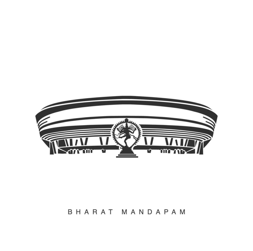 bharat mandapam met natuurlijk shiva standbeeld vector icoon. een mandapa is een pilaren hal voor openbaar rituelen in Indisch architectuur.