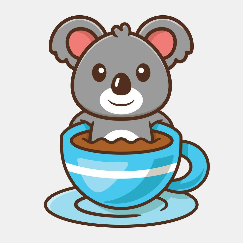 schattig koala in een kop van koffie vector tekenfilm illustratie