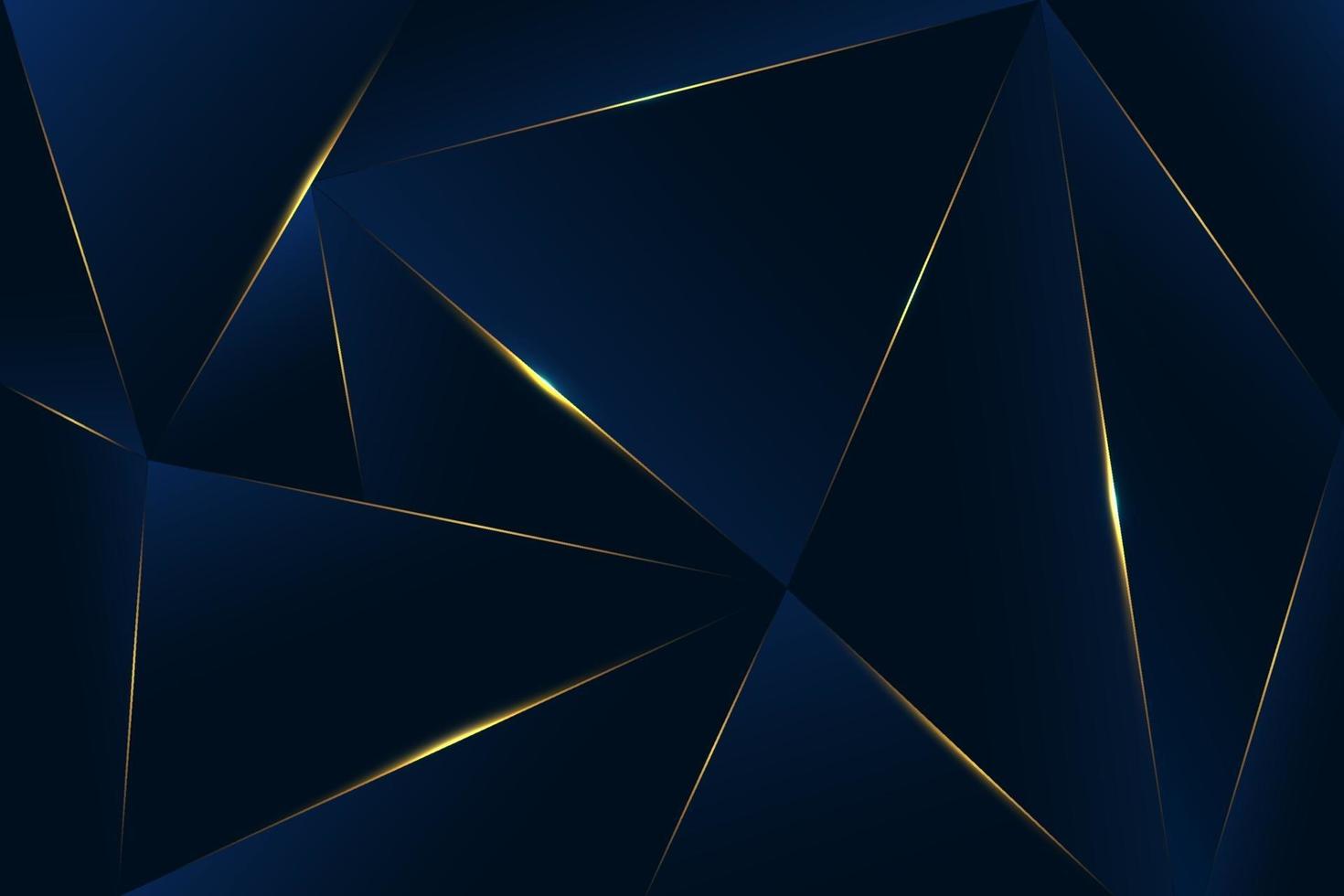 abstract veelhoekig patroon luxe donkerblauw met en gouden verlichtingslijnen. luxe en elegant. u kunt gebruiken voor omslagbrochuresjabloon, poster, bannerweb, gedrukte advertentie, enz. Vectorillustratie vector