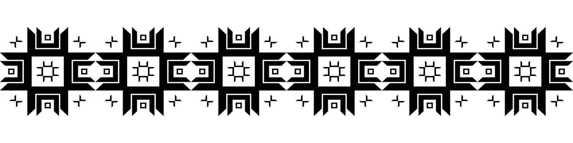 zwart grens. aztec tribal naadloos patroon in zwart en wit. abstract etnisch meetkundig kunst afdrukken ontwerp voor textiel sjabloon, kleding stof, tapijt, ornament, behang, achtergrond, tapijt. vector