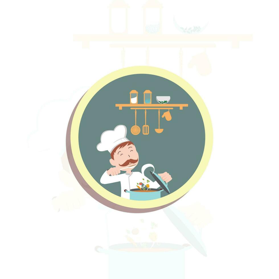 Koken, keuken logo. icoon en etiket voor ontwerp menu restaurant of cafe. belettering, schoonschrift vector illustratie