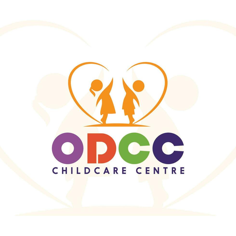 speels kinderen en liefde voor kinderopvang logo ontwerp sjabloon vector