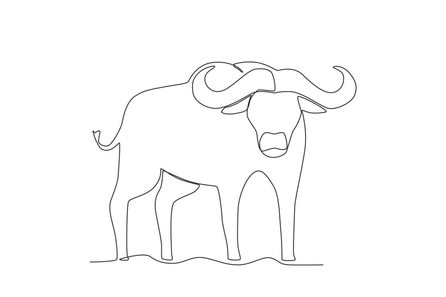 single een lijn tekening van een buffel. doorlopend lijn trek ontwerp grafisch vector illustratie.