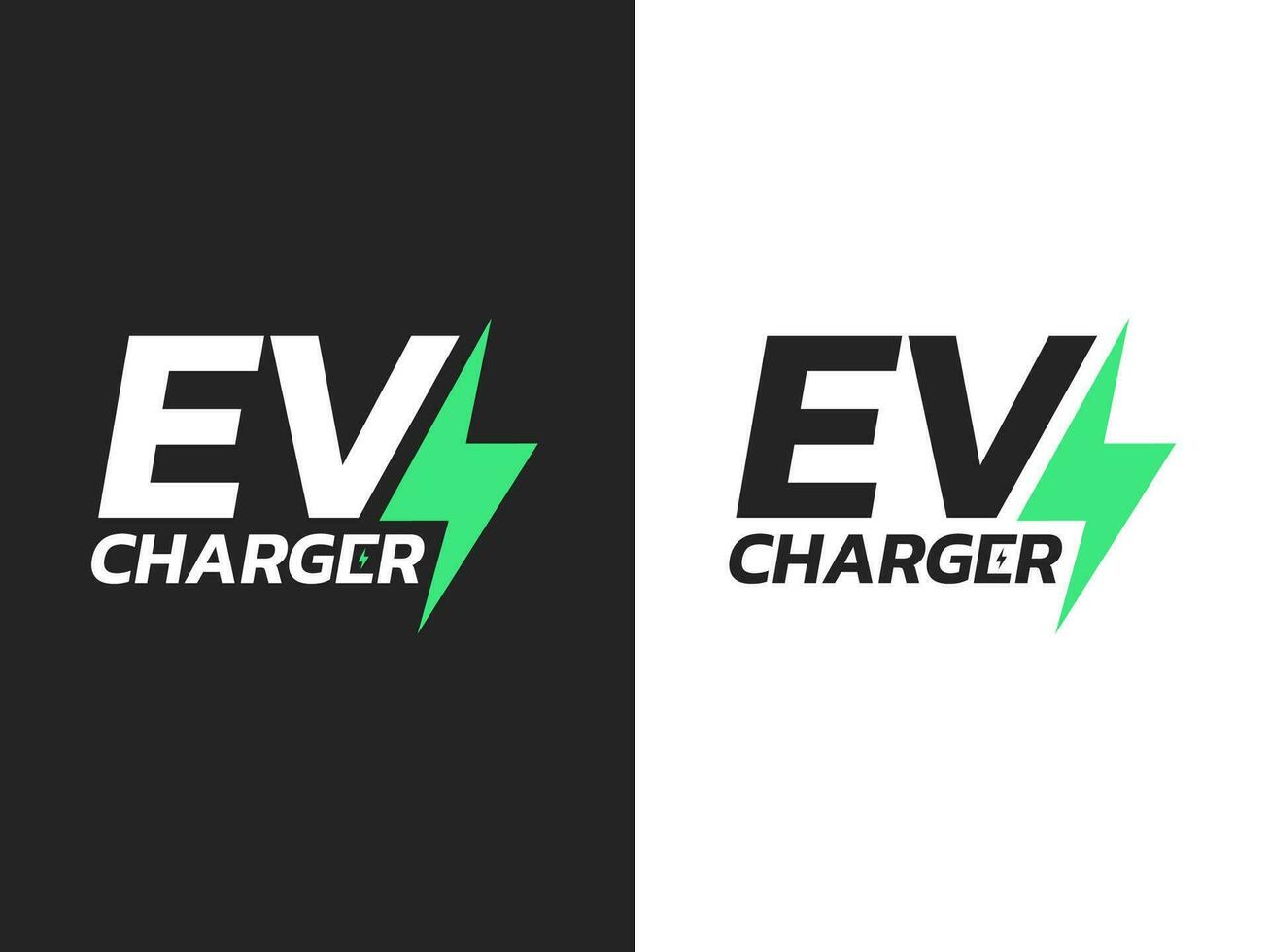 elektrisch auto oplader logo voor ev elektrisch voertuig opladers. groen energie logo ontwerp. eco vriendelijk voertuig concept. vector