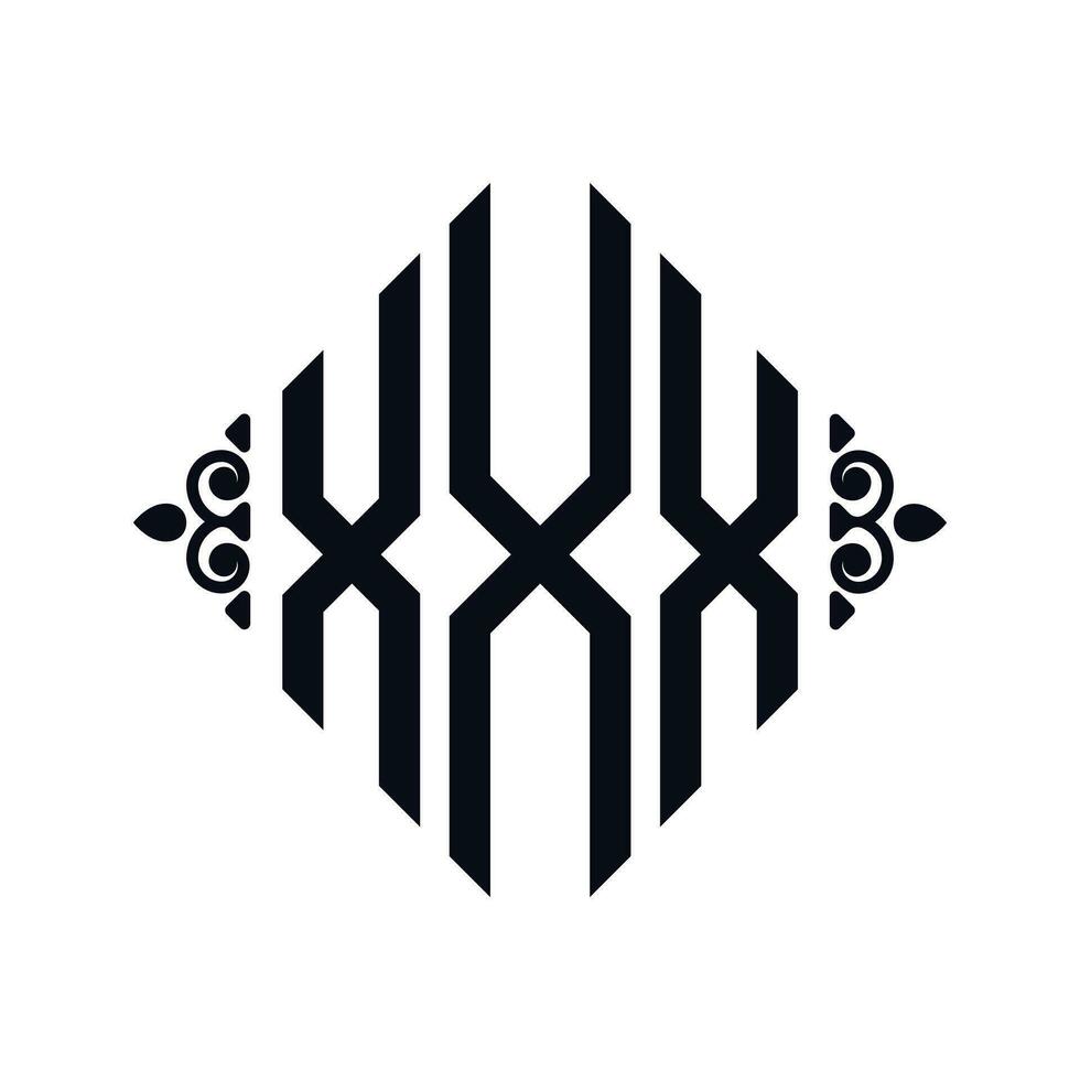 logo x. ruit monogram 3 brieven alfabet doopvont logo logotype borduurwerk vector