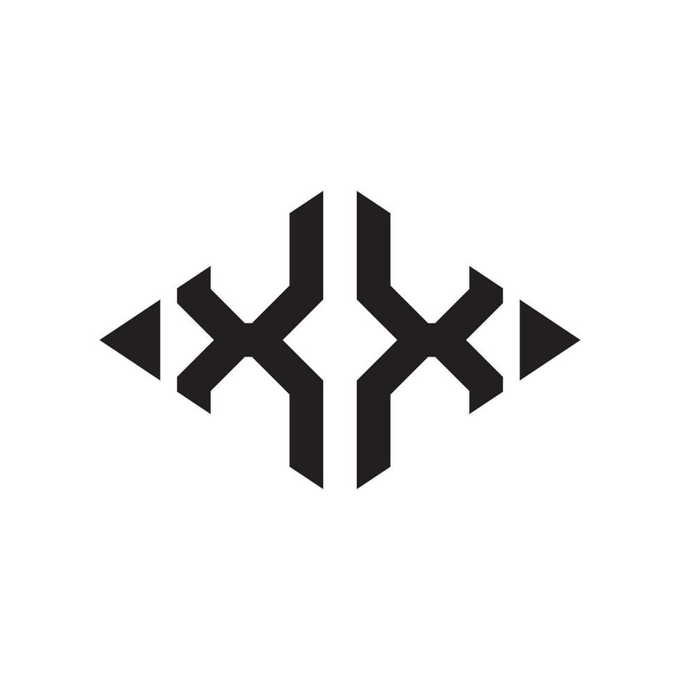 logo X ruit uitgebreid monogram 2 brieven alfabet doopvont logo logotype borduurwerk vector
