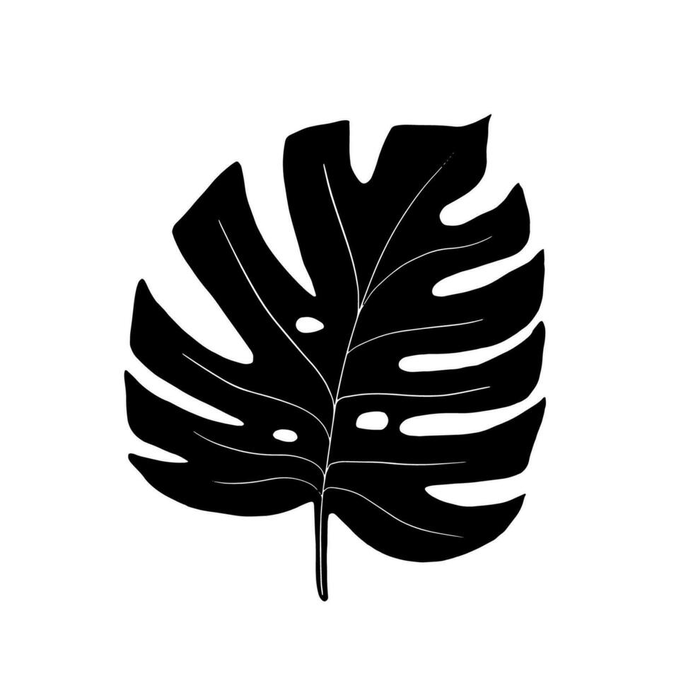 vector zwart monstera blad silhouet.