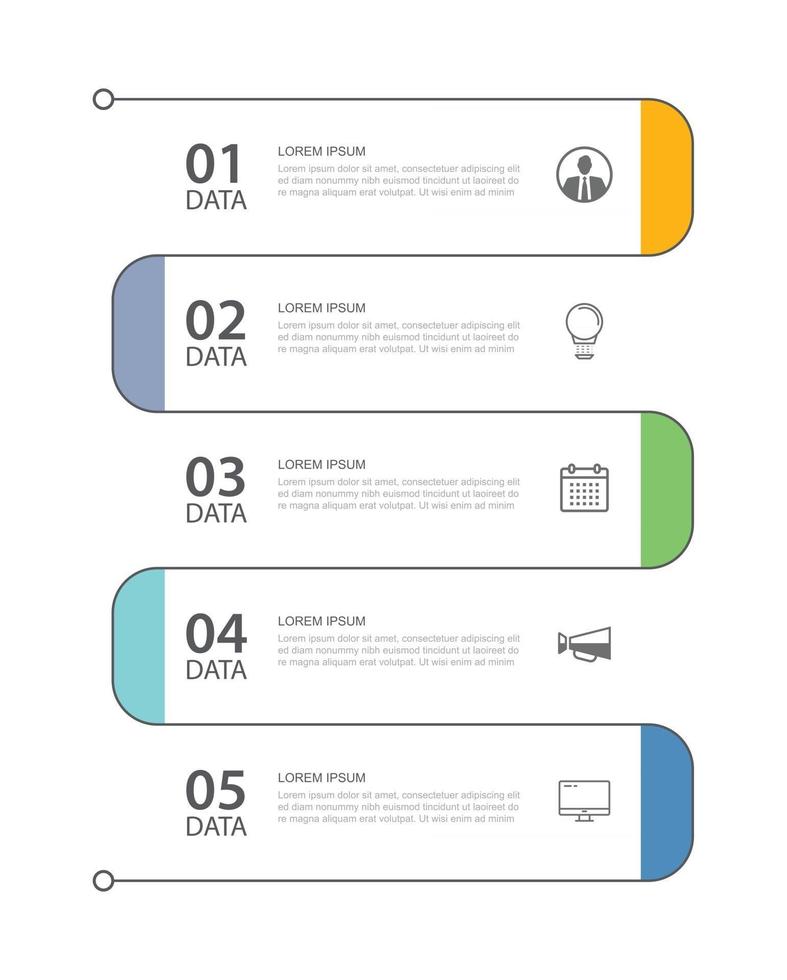 5 gegevensinfographics-tabblad dunne lijn indexsjabloon. vector illustratie abstracte achtergrond. kan worden gebruikt voor workflowlay-out, zakelijke stap, banner, webdesign.