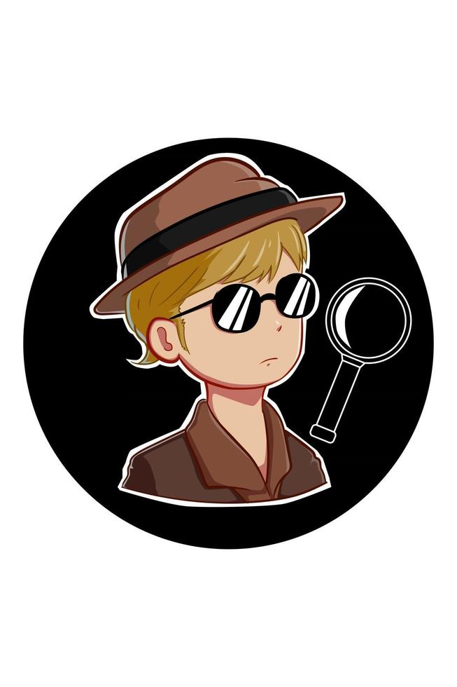 detective jongen cartoon eenvoudig vector