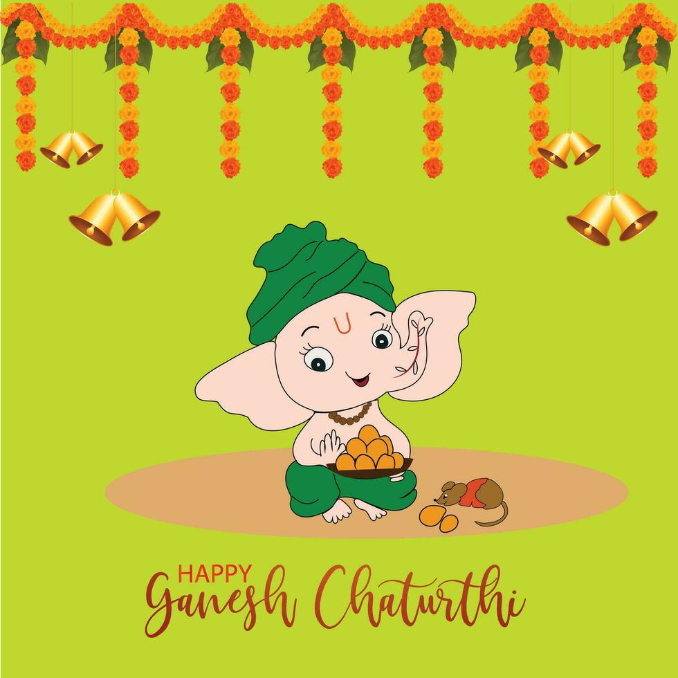 schattig ganesha illustratie voor ganesh chaturthi festival van Indië. feestelijk achtergrond vector