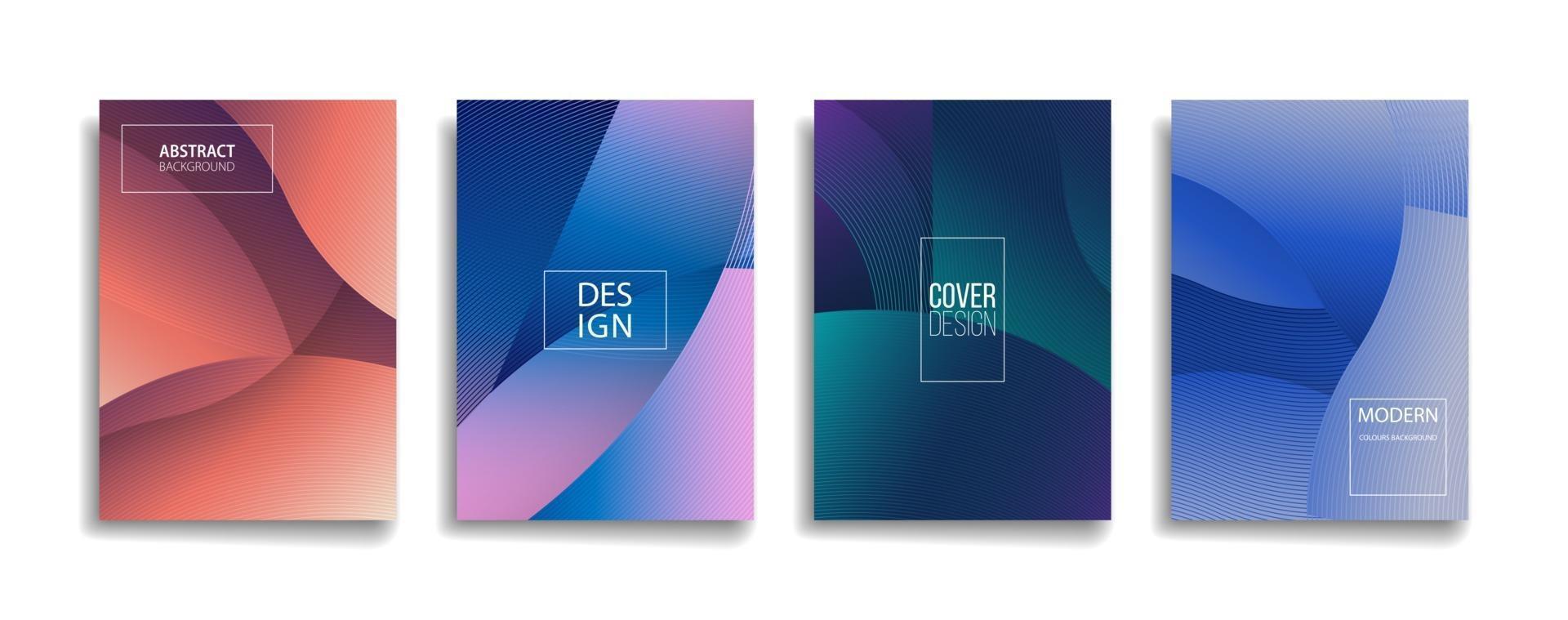 helder gradiëntkleur abstract lijnpatroon achtergrondomslagontwerp. modern ontwerp als achtergrond met trendy en levendige levendige kleuren. blauw violet rood oranje groen plakkaat poster vector voorbladsjabloon.