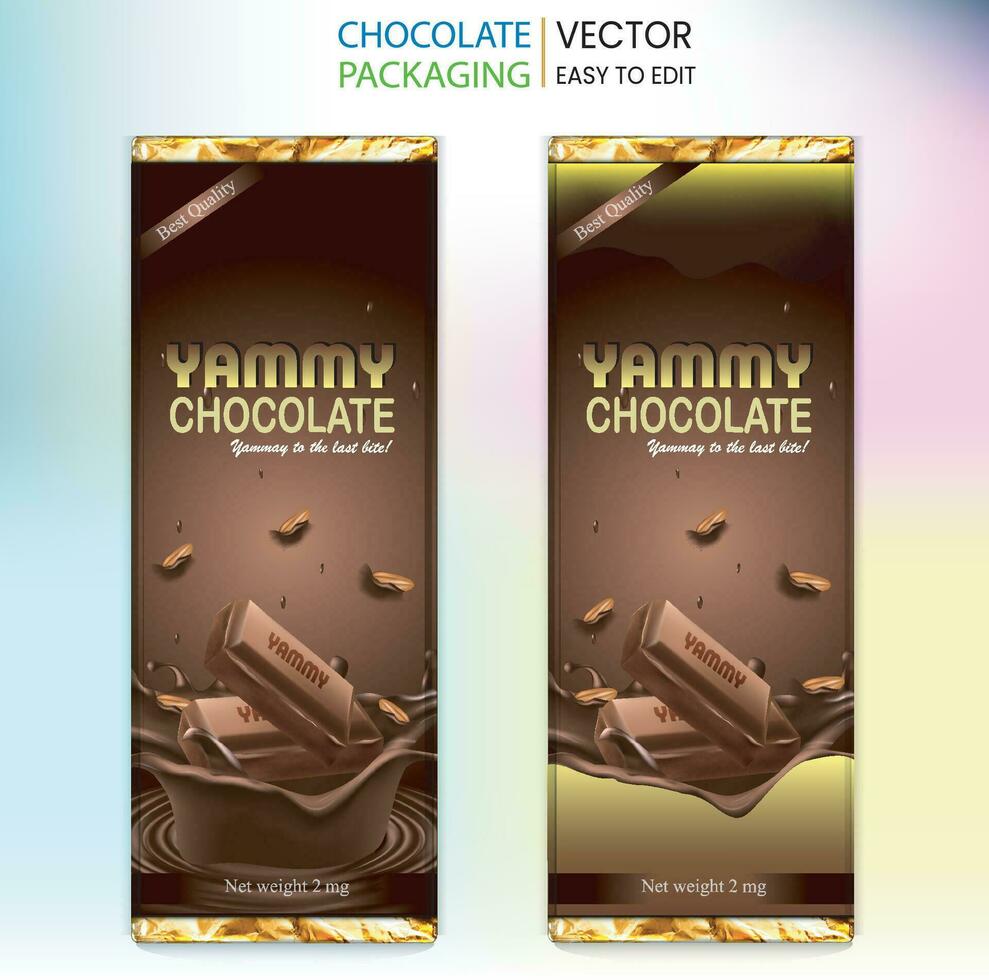 chocola verpakking, chocola label, olijf- pak, Choco banaan pak, gemengd smaak chocola, vrij vector verpakking, smaak chocola, chocolade bar, kokosnoot bar vector