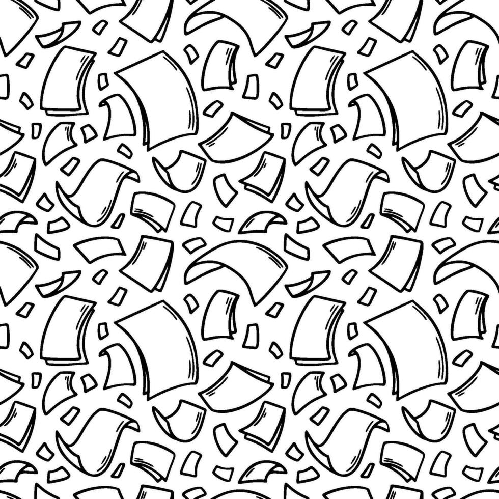vliegend papier lakens naadloos patroon in tekening stijl. hand- getrokken blanco document Pagina's. vallend bestanden van documenten. kantoor bedrijf vector illustratie