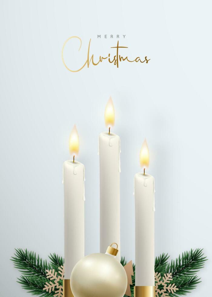 vrolijk Kerstmis realistisch schijnend kaarsen. vector