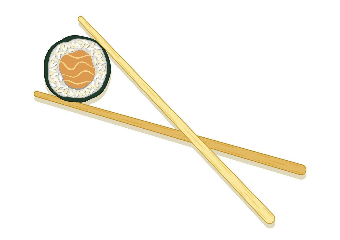 eetstokjes Holding sushi broodjes. zeevruchten sushi vector vlak ontwerp geïsoleerd Aan wit achtergrond