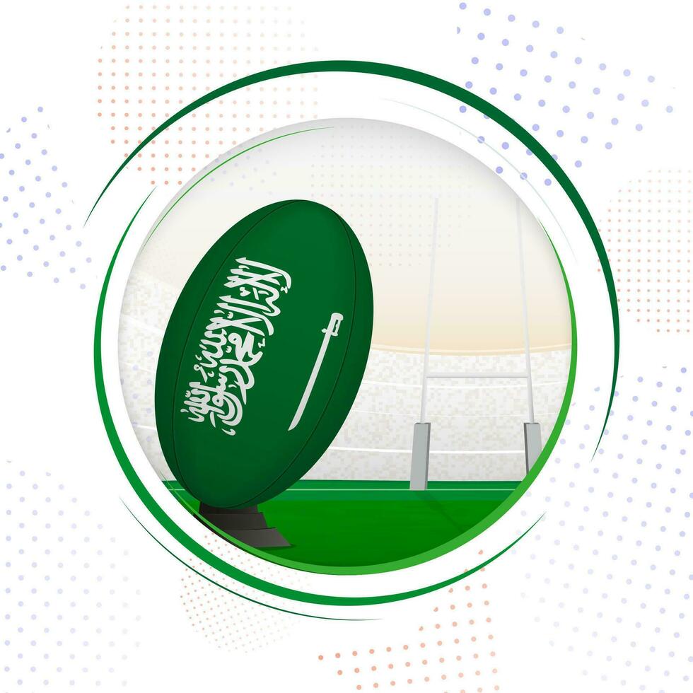 vlag van saudi Arabië Aan rugby bal. ronde rugby icoon met vlag van saudi Arabië. vector