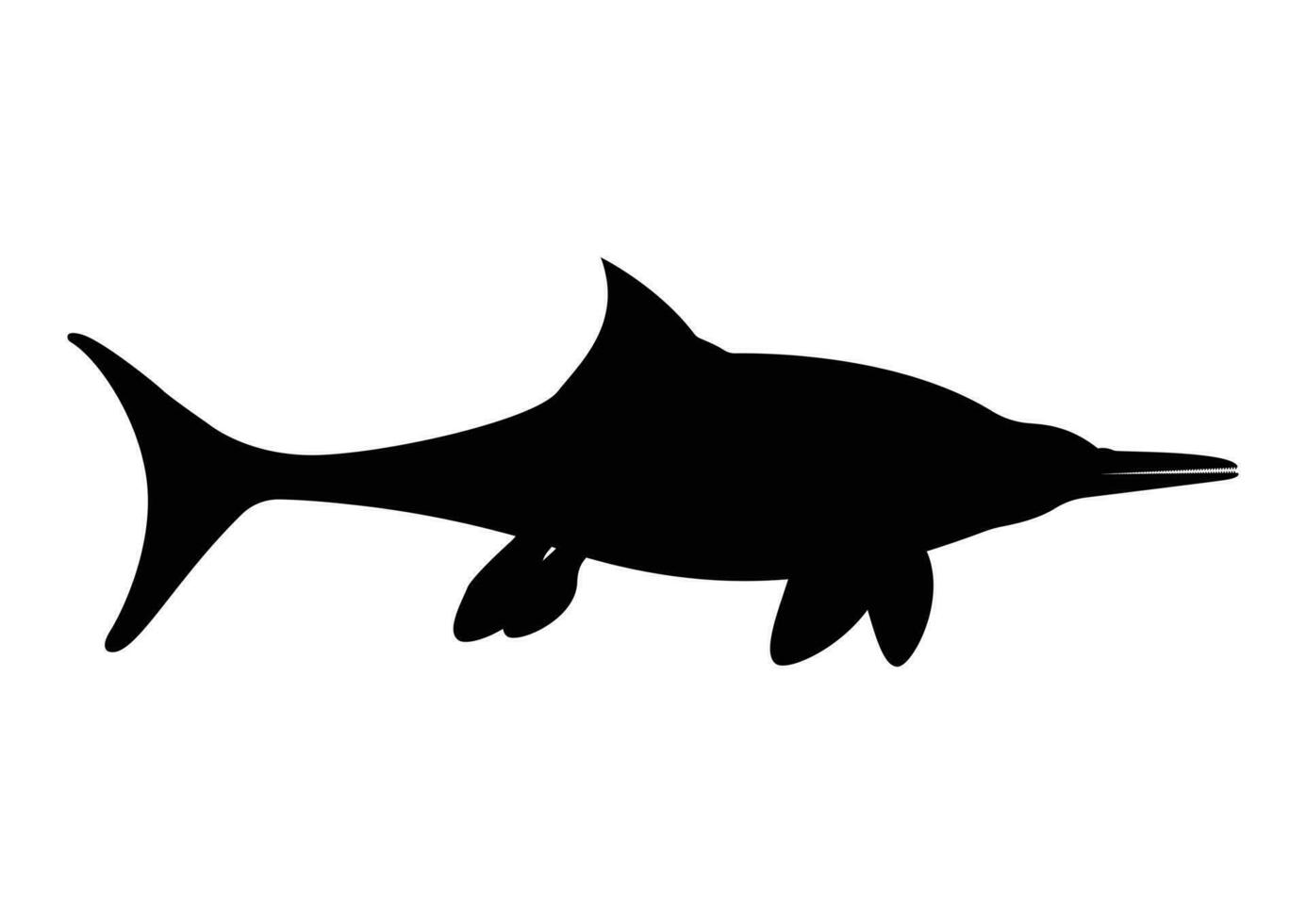 ichthyosaurus dinosaurus silhouet vector geïsoleerd Aan wit achtergrond