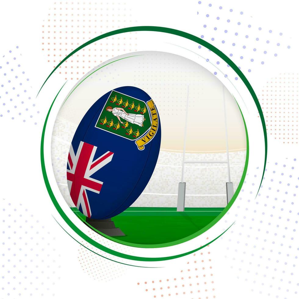 vlag van Brits maagd eilanden Aan rugby bal. ronde rugby icoon met vlag van Brits maagd eilanden. vector