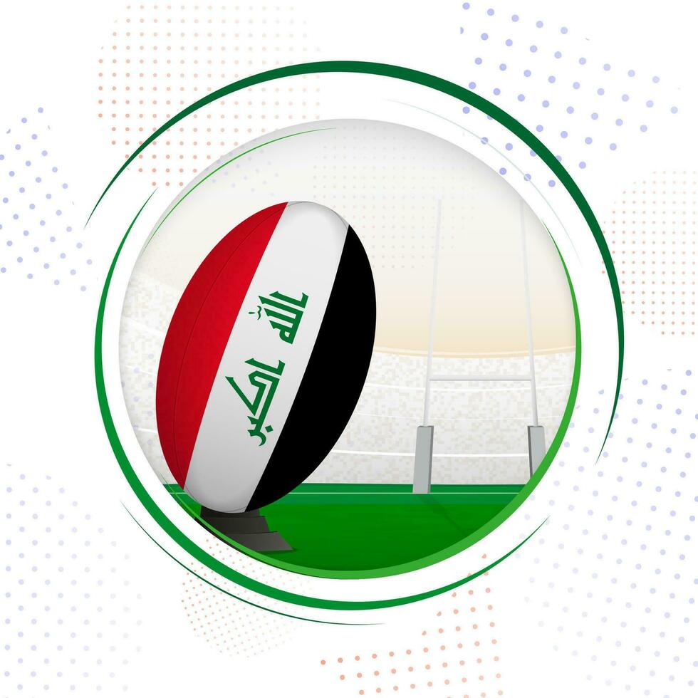 vlag van Irak Aan rugby bal. ronde rugby icoon met vlag van Irak. vector