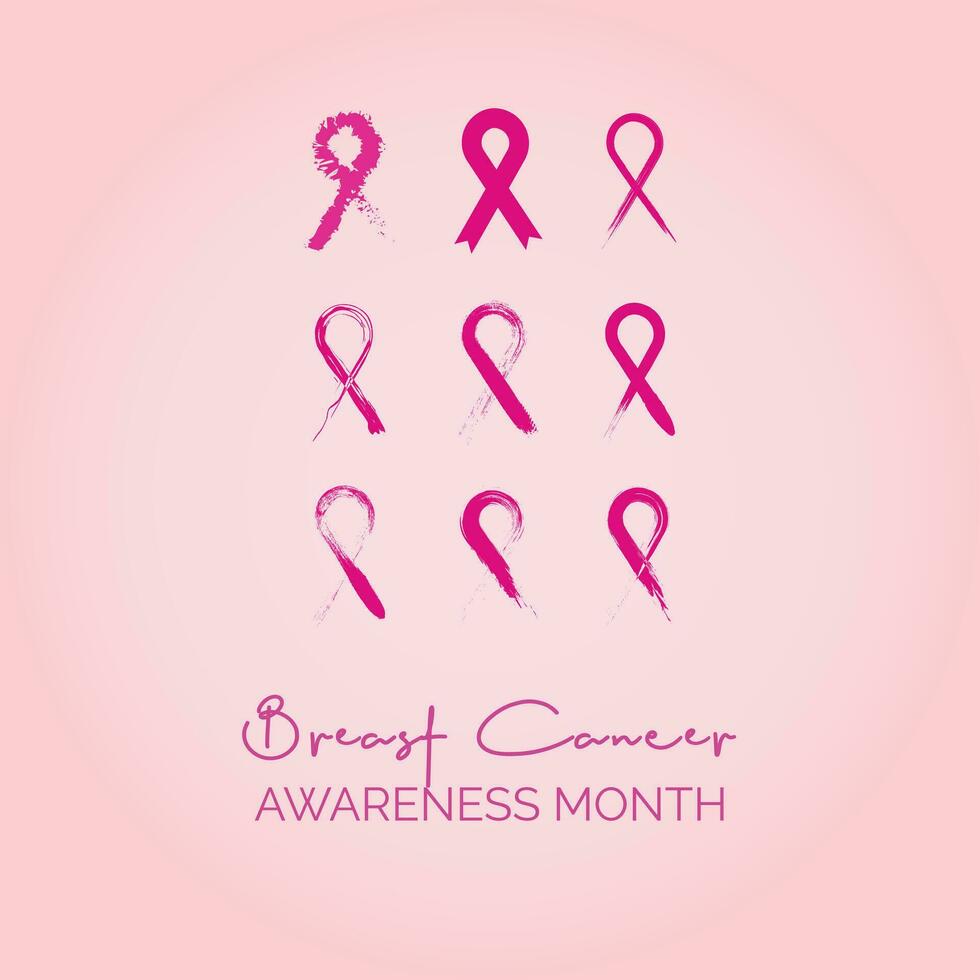 borst kanker bewustzijn maand, roze lint, roze lint, roze lint, roze lint, roze vector