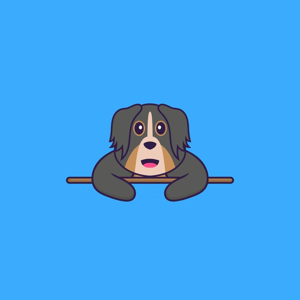 schattige hond liggen. dierlijk beeldverhaalconcept geïsoleerd. kan worden gebruikt voor t-shirt, wenskaart, uitnodigingskaart of mascotte. platte cartoonstijl vector