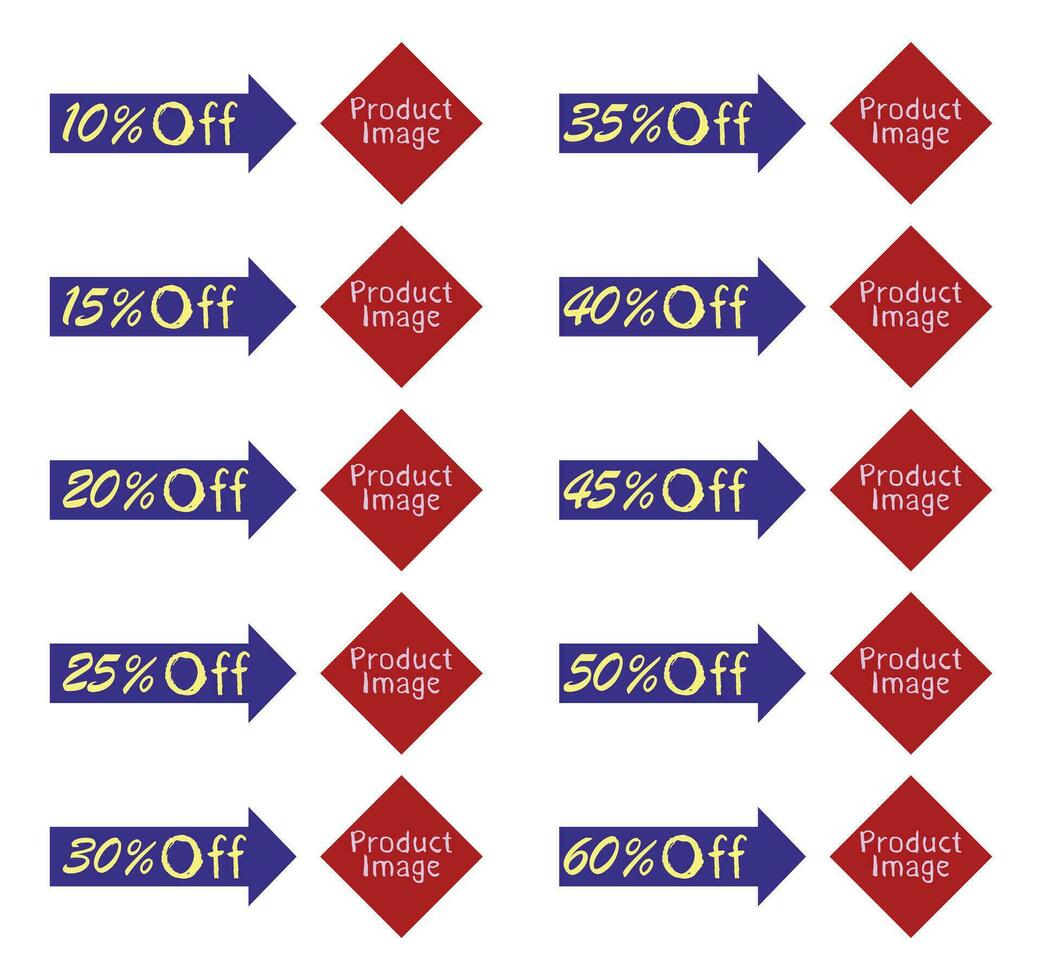 uitverkoop korting stickers pictogrammen. uitverkoop percentage reeks 10, 15, 20, 25, 30, 35, 40, 45, 50, 60 uit met delen korting. vector