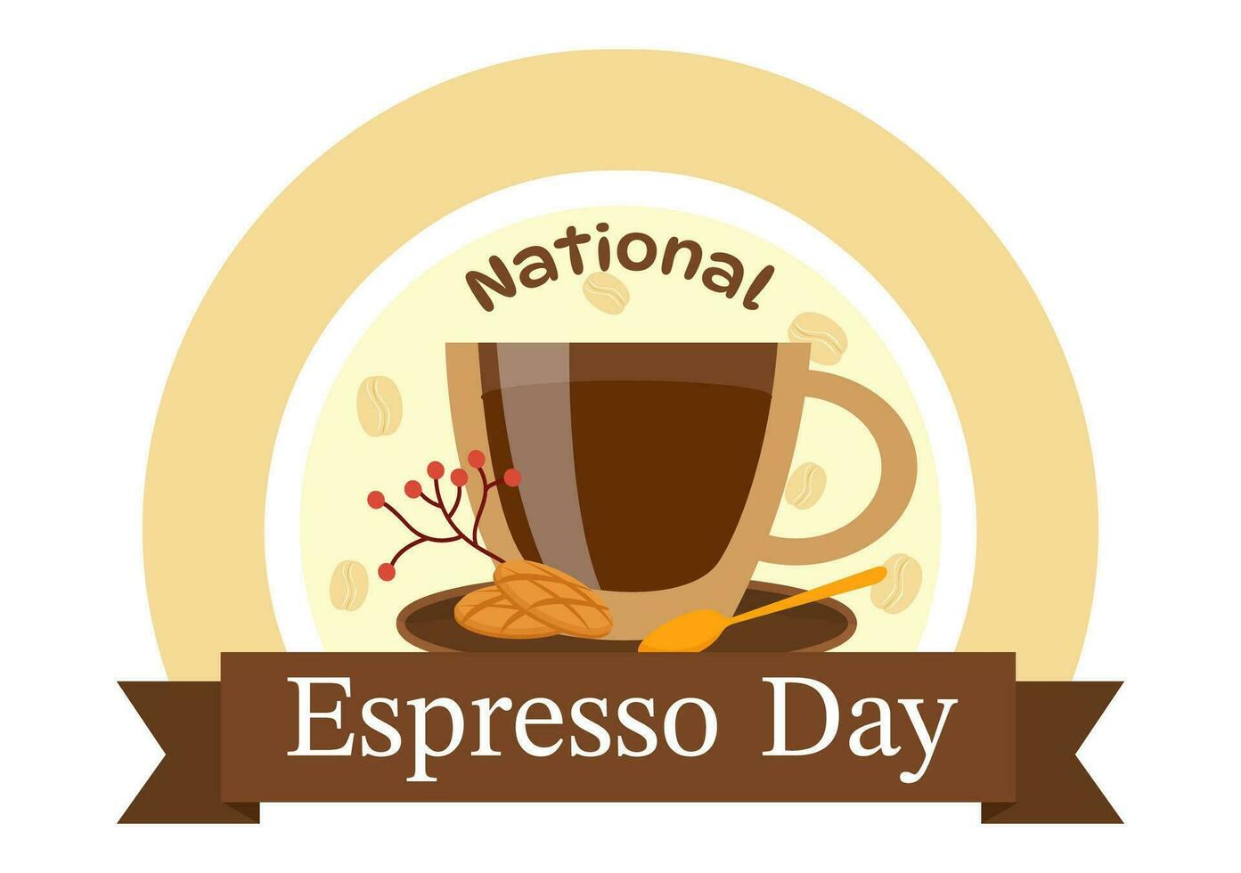 nationaal espresso dag vector illustratie Aan november 23 met kop van koffie met Boon voor Promotie of poster in vlak tekenfilm achtergrond ontwerp