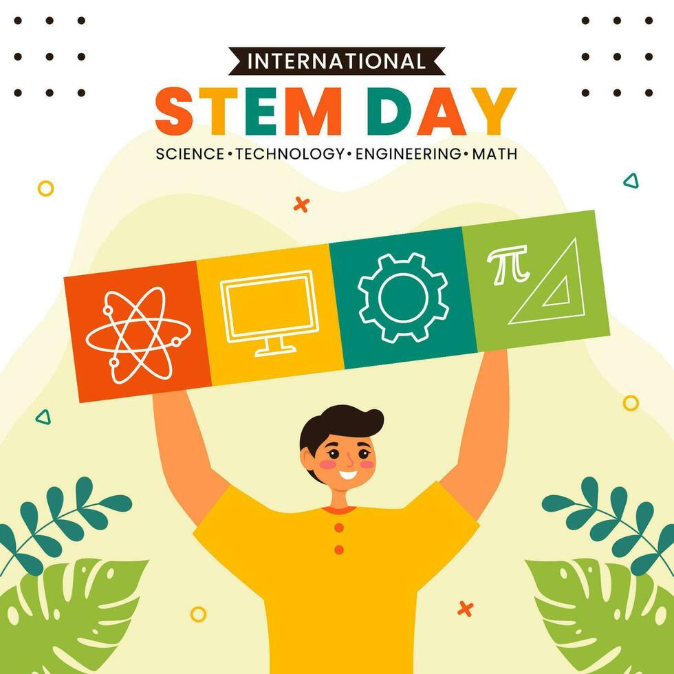 stam wetenschap, technologie, engineering, wiskunde onderwijs sociaal media illustratie vlak tekenfilm achtergrond vector