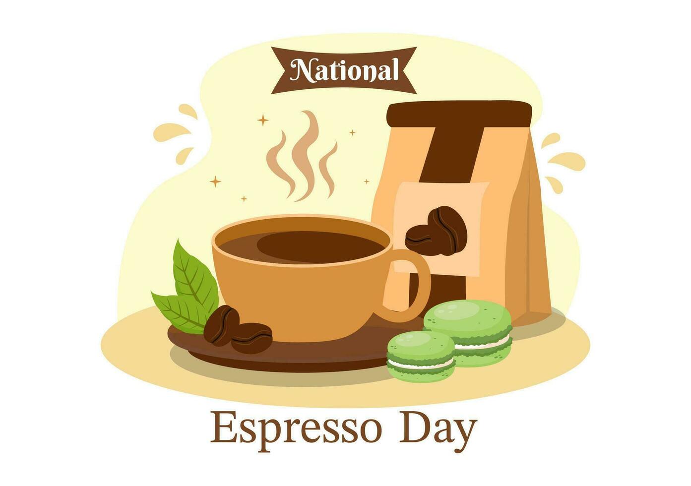 nationaal espresso dag vector illustratie Aan november 23 met kop van koffie met Boon voor Promotie of poster in vlak tekenfilm achtergrond ontwerp