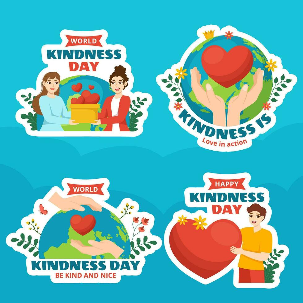 wereld vriendelijkheid dag etiket vlak tekenfilm hand- getrokken Sjablonen achtergrond illustratie vector