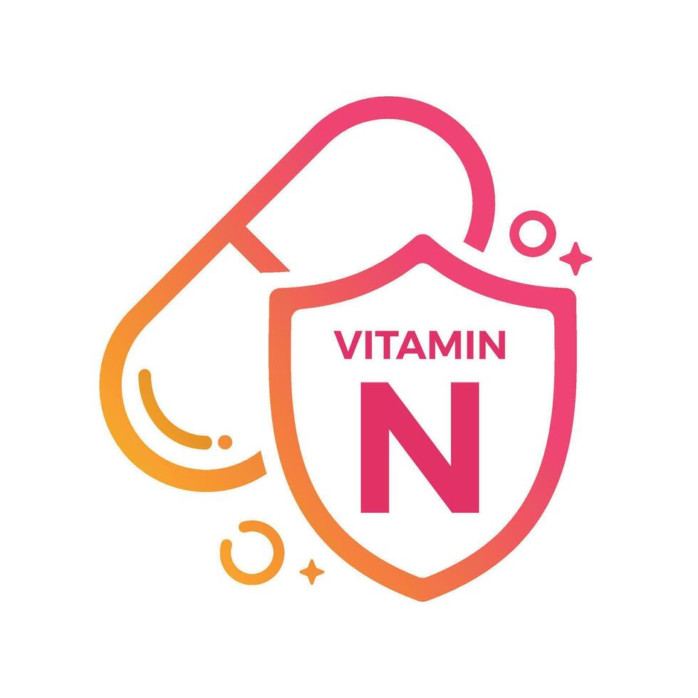 vitamine n pil schild icoon logo bescherming, geneeskunde heide vector illustratie