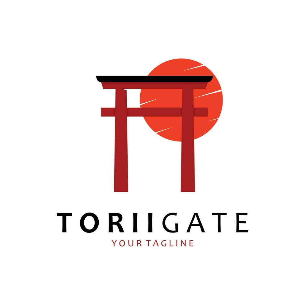 Japans torii poort logo ontwerp vector illustratie sjabloon